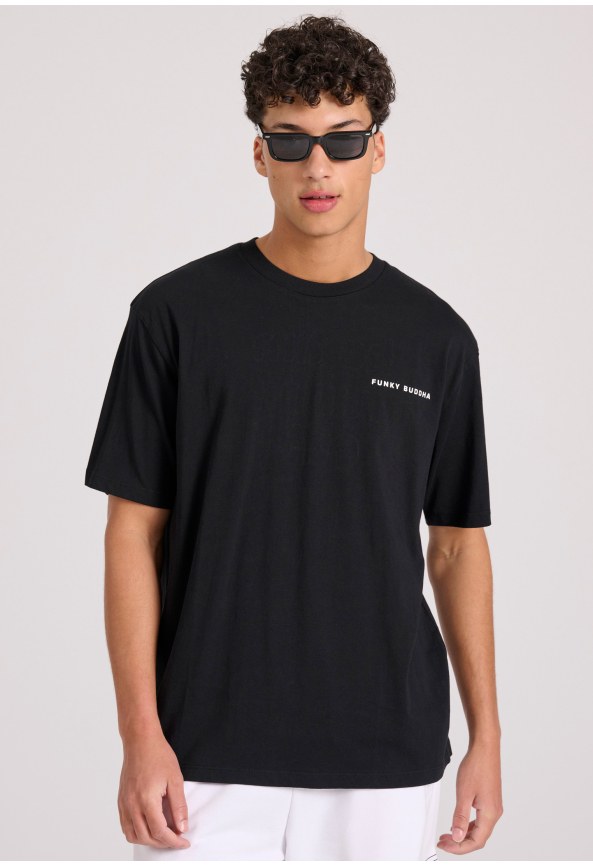 Relaxed fit t-shirt με embossed τύπωμα στην πλάτη