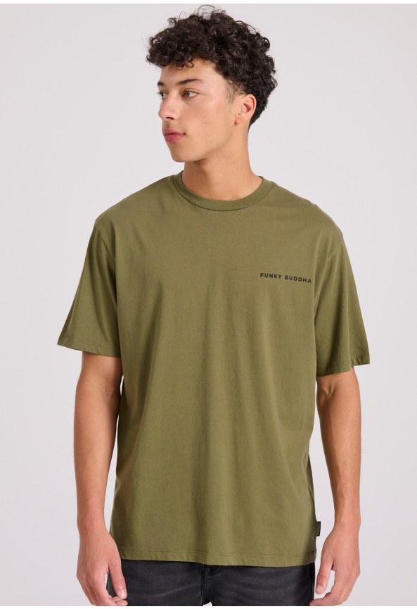 Relaxed fit t-shirt με embossed τύπωμα στην πλάτη