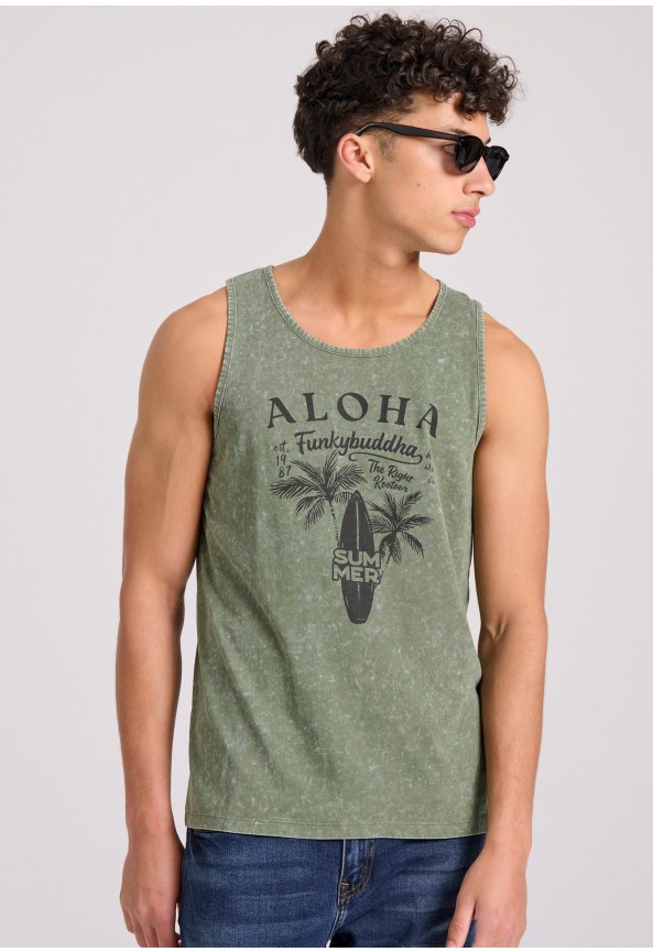 Garment dyed tank top με τύπωμα