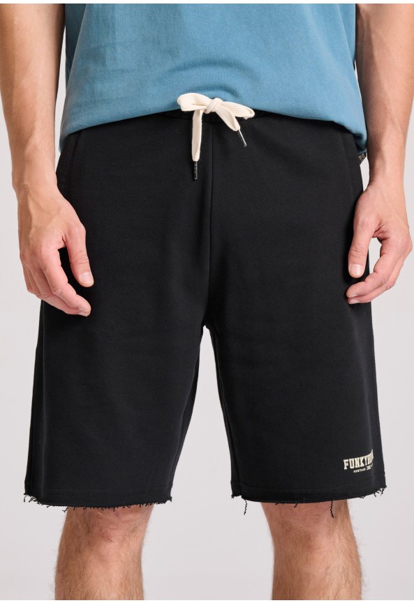 Essential wide leg fit αθλητική βερμούδα με raw cuts