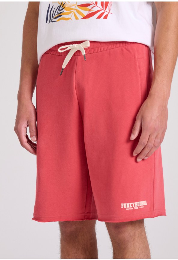 Essential wide leg fit jogger shorts with raw cuts