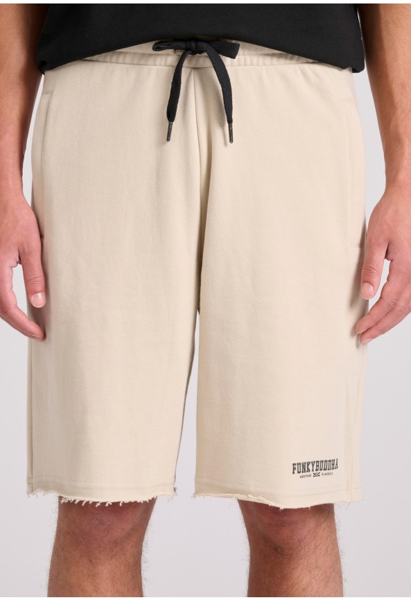 Essential wide leg fit αθλητική βερμούδα με raw cuts