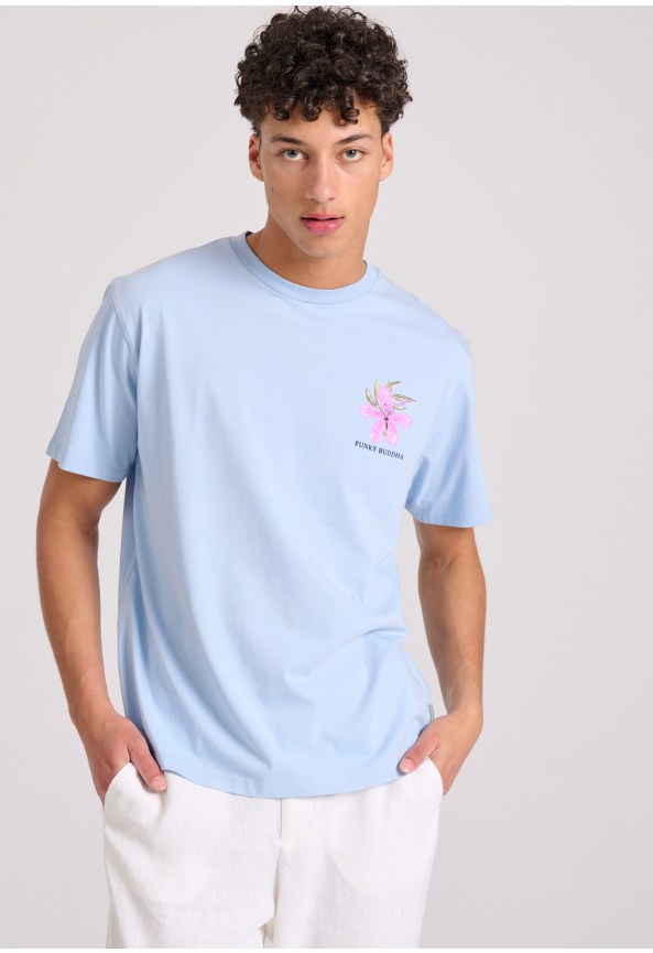 Relaxed fit t-shirt με floral frame τύπωμα