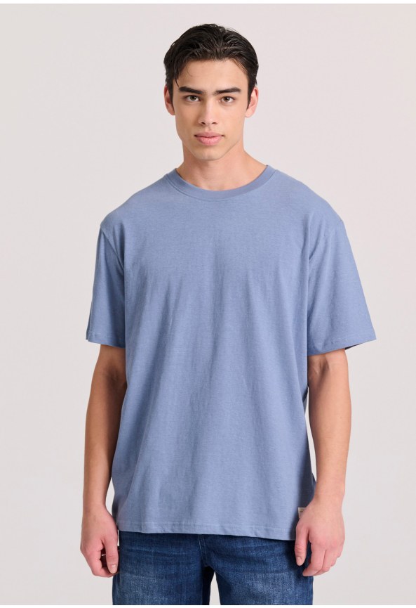 Relaxed fit linen blend μονόχρωμο t-shirt