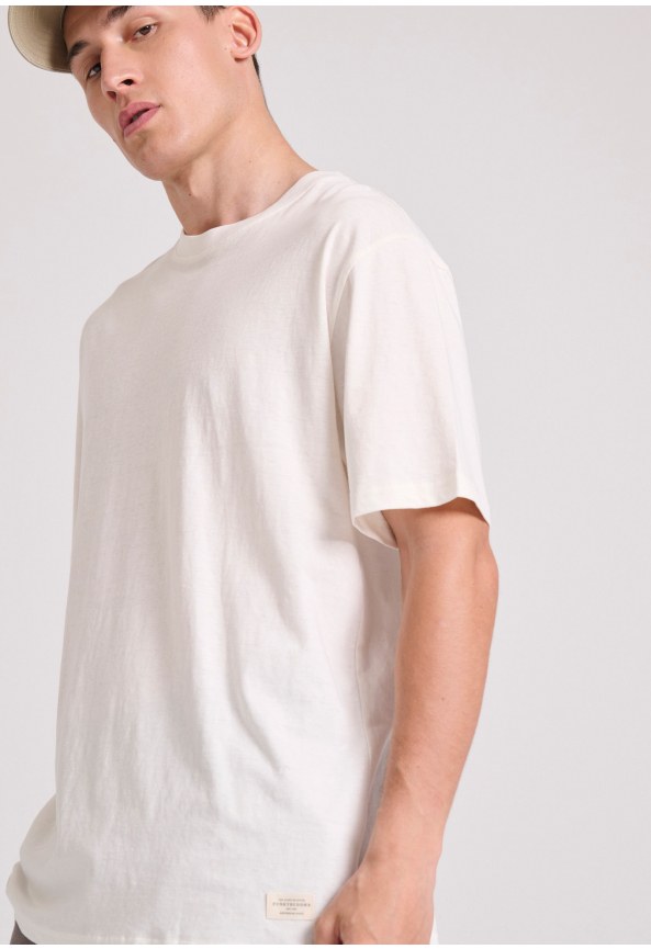 Relaxed fit linen blend μονόχρωμο t-shirt