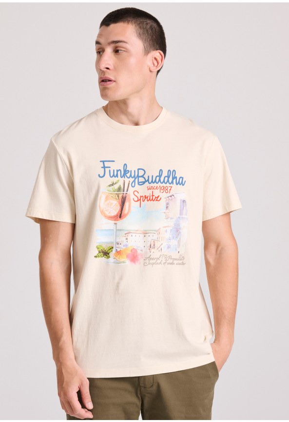 T-shirt με vintage coctail τύπωμα