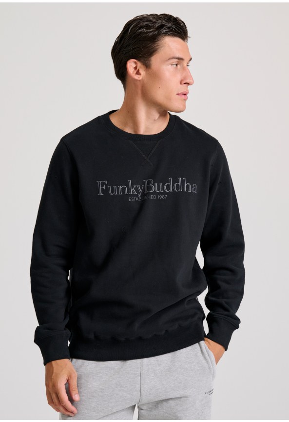 Mens' crew neck sweatshirt with branded chest print