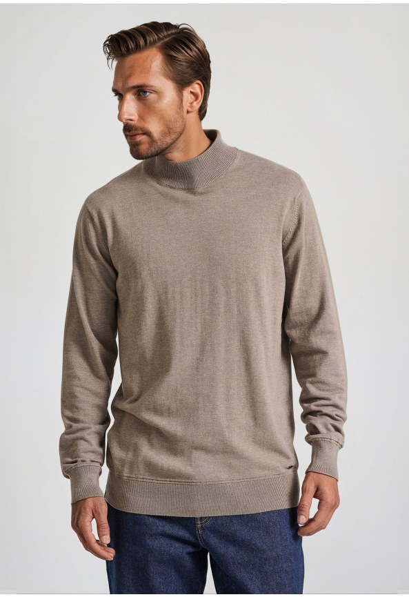 Ανδρική πλεκτή μπλούζα με ψηλή λαιμόκοψη