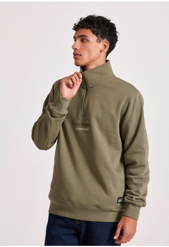 Relaxed fit half-zip φούτερ με branded τύπωμα