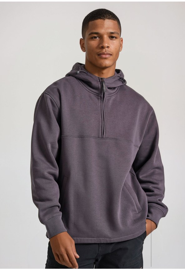 Relaxed half-zip sweatshirt with print on the back