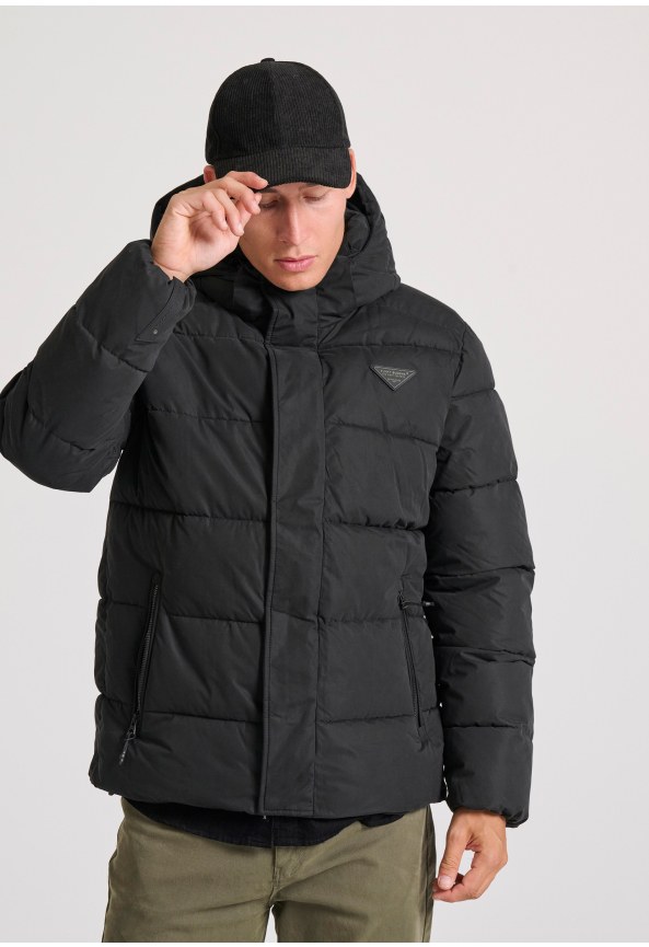 Ανδρικό puffer μπουφάν με αποσπώμενη κουκούλα