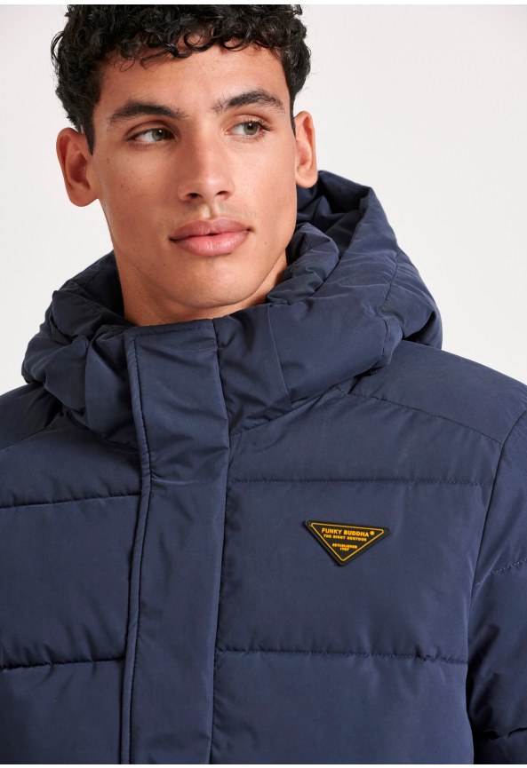 Men's puffer jacket with detachable hood