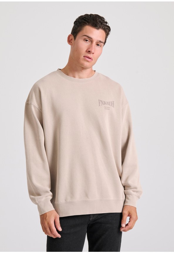 Oversized garment dyed sweatshirt with print on the back