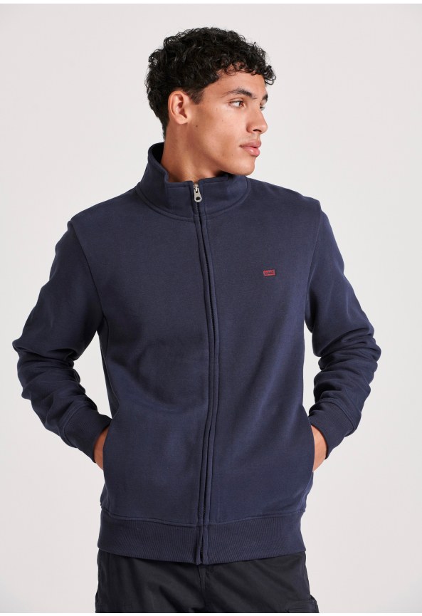 Ανδρική ζακέτα φούτερ με ψηλή λαιμόκοψη