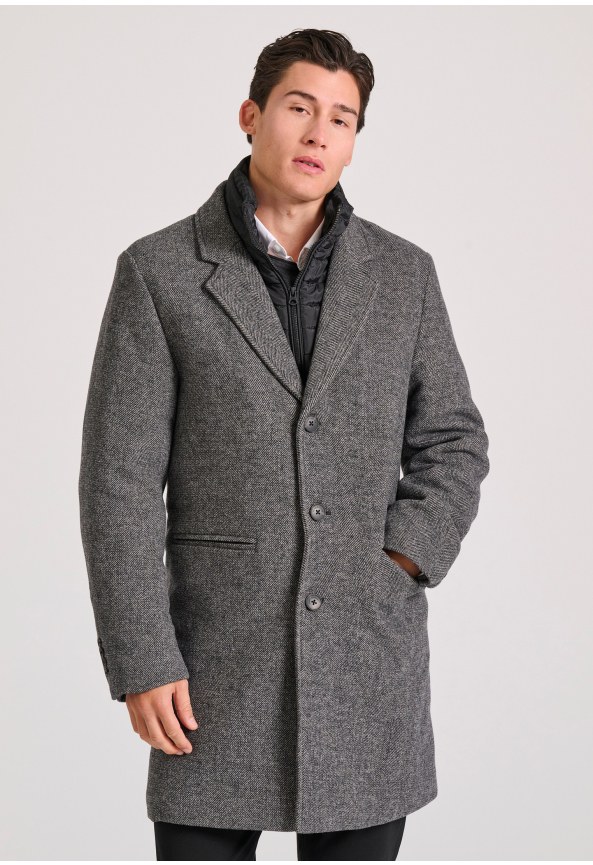 Ανδρικό wool blend παλτό με εσωτερική επένδυση