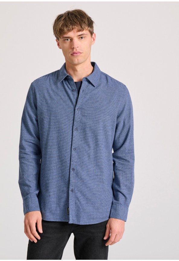 Flannel πουκάμισο σε μελανζέ ύφανση