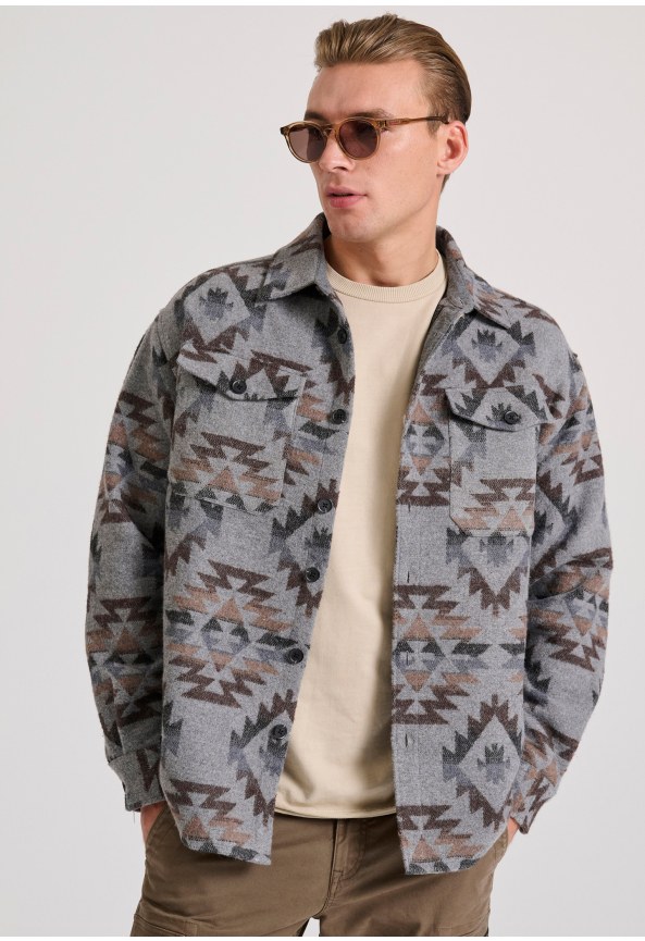 Overshirt flannel shirt with pattern
