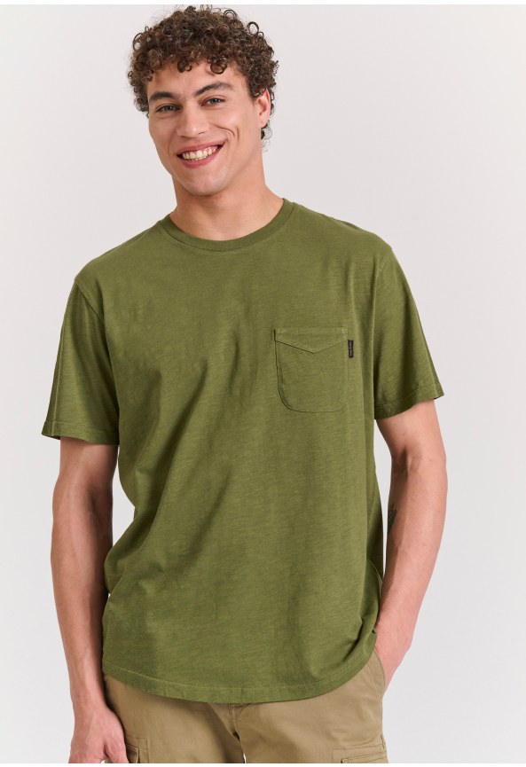 Βαμβακερό t-shirt με τσέπη στο στήθος
