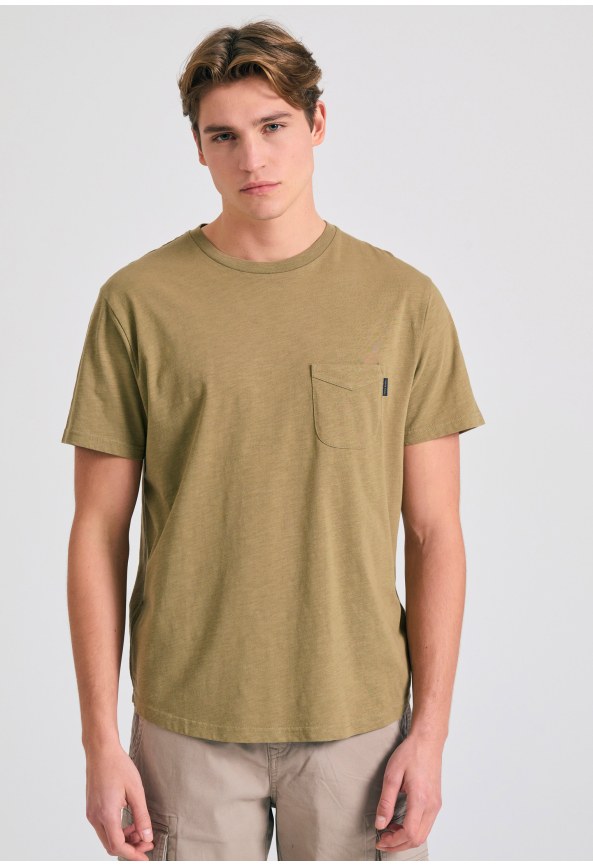 Βαμβακερό t-shirt με τσέπη στο στήθος