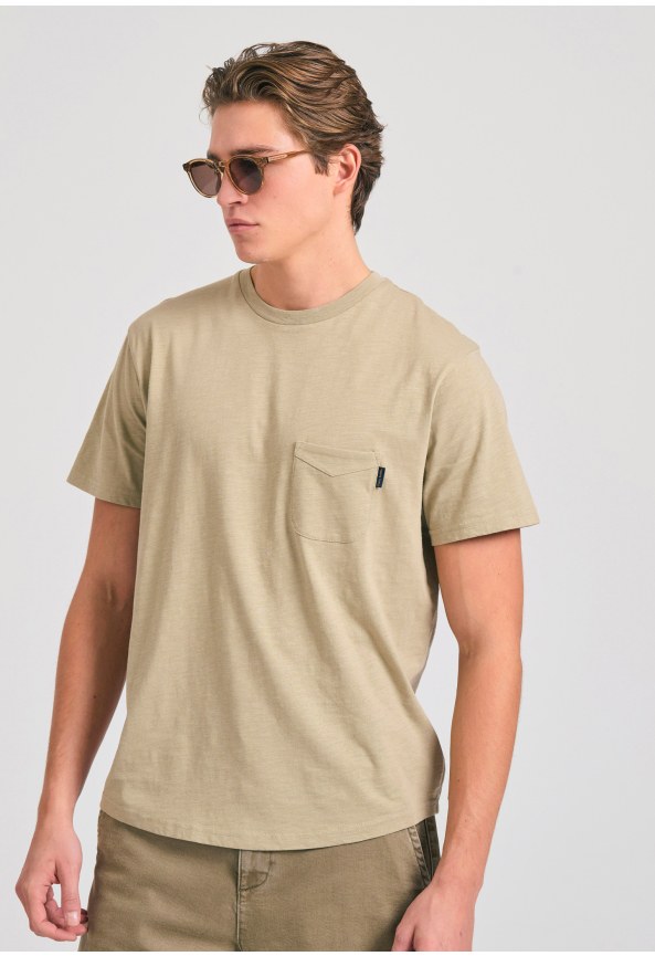 Βαμβακερό t-shirt με τσέπη στο στήθος