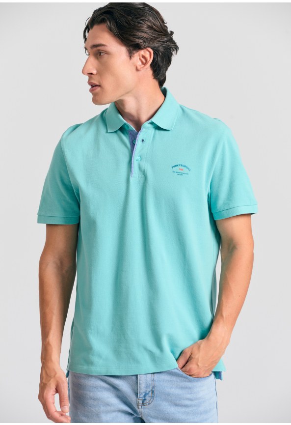 Polo shirt with printed artwork on the chest