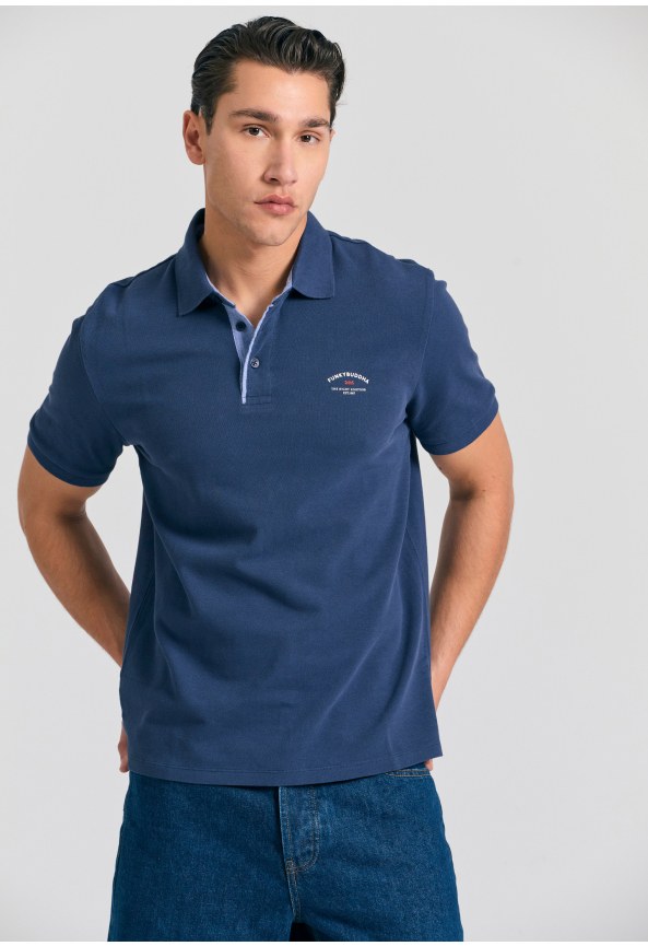 Polo shirt with printed artwork on the chest