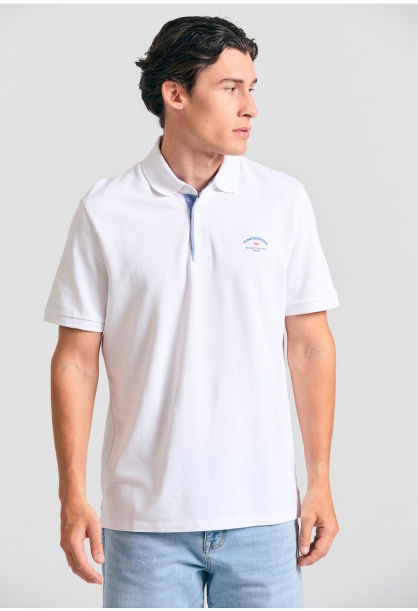 Polo shirt with printed artwork on the chest
