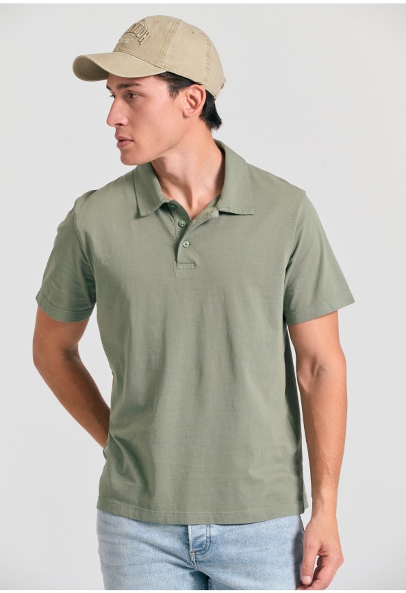 Men's garment dyed polo shirt
