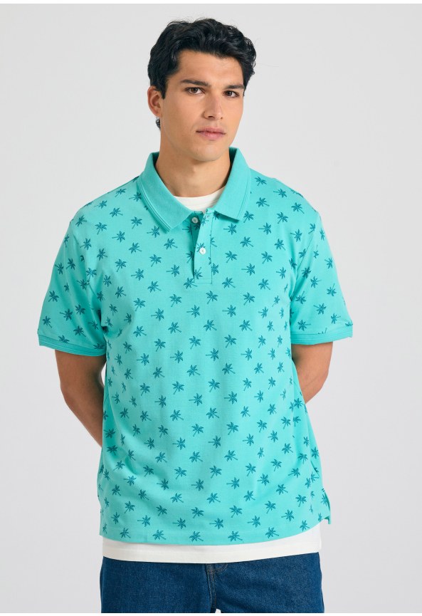 Polo μπλούζα με all over τύπωμα