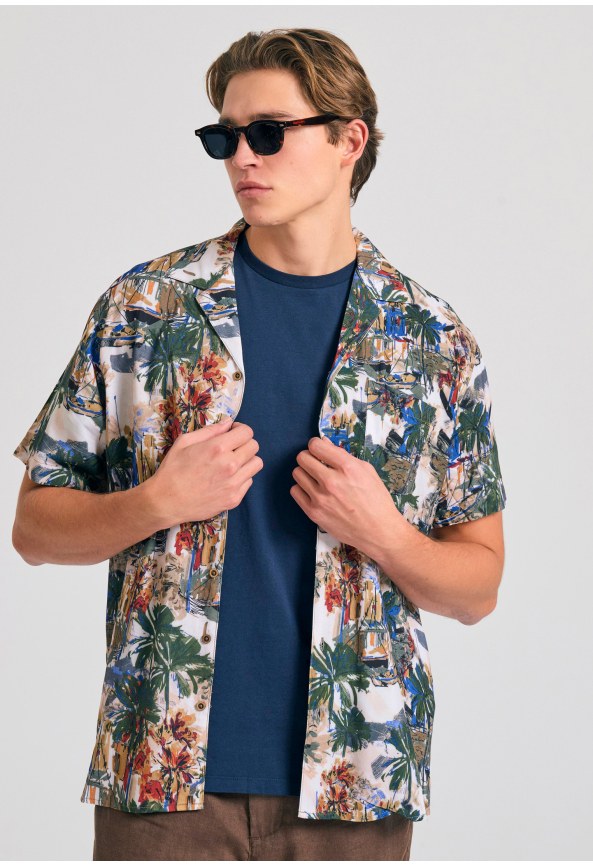 Resort shirt with abstract floral print