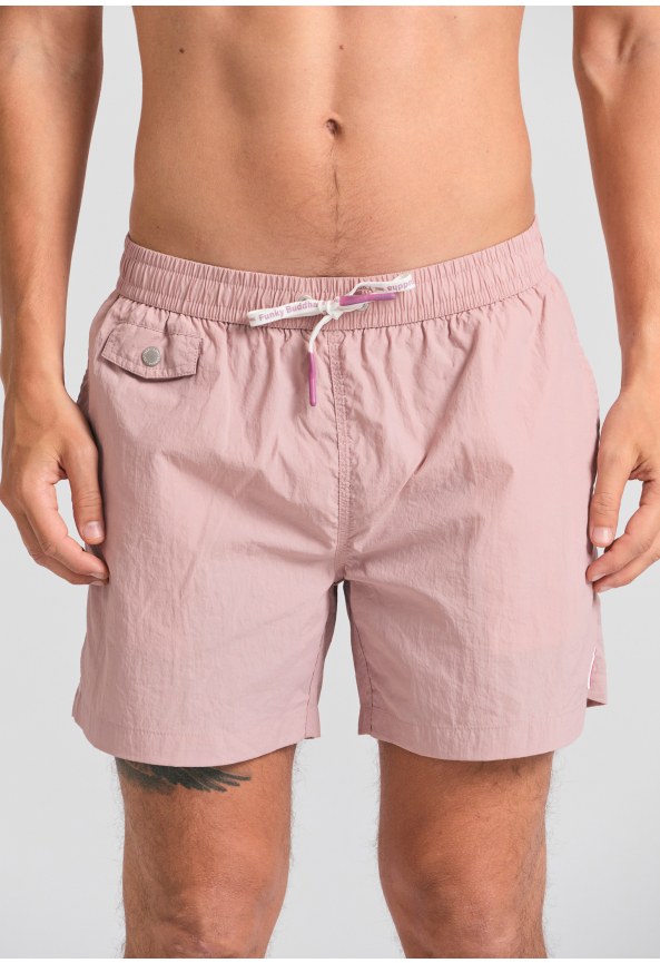 Ανδρικό μονόχρωμο μαγιό με διακοσμητικό τσεπάκι