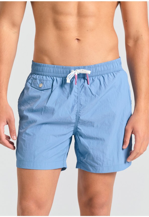 Ανδρικό μονόχρωμο μαγιό με διακοσμητικό τσεπάκι