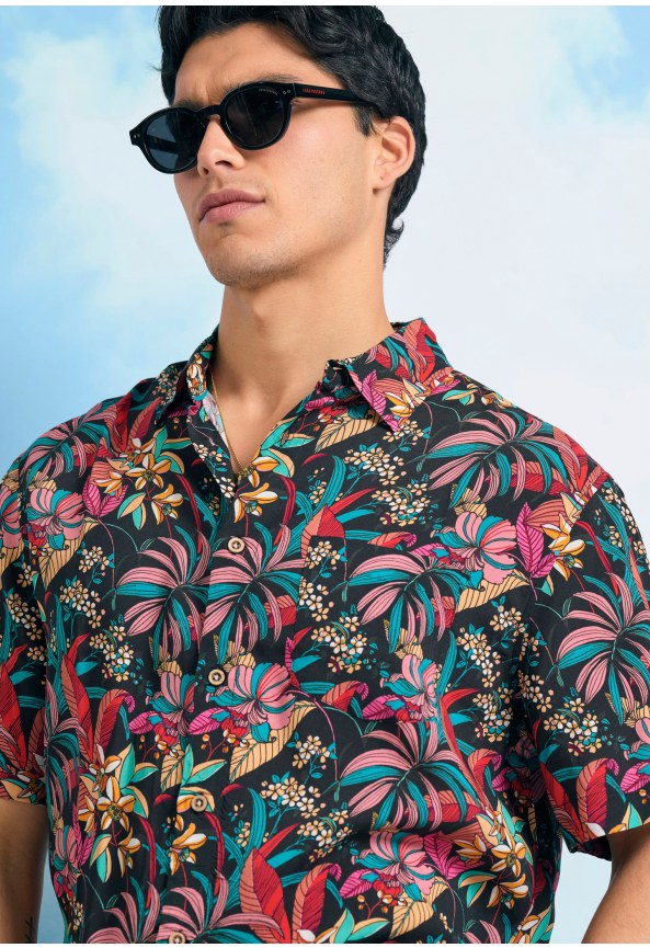 Relaxed fit resort πουκάμισο με φλοράλ τύπωμα