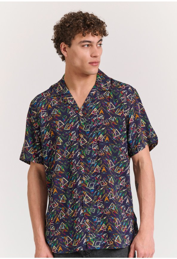 Relaxed fit πουκάμισο με illusion τύπωμα