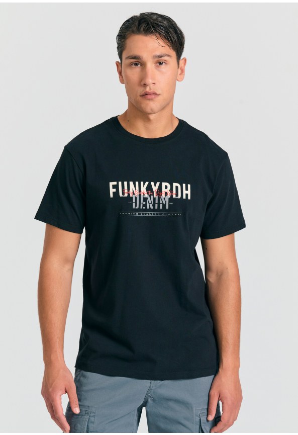 T-shirt με faded τύπωμα στο στήθος