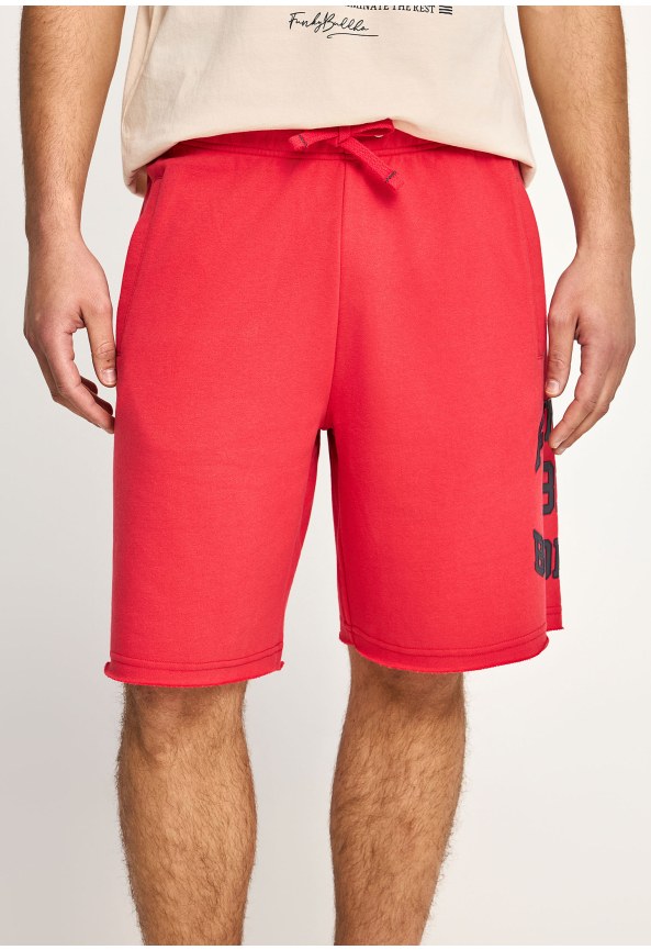 Wide leg fit sports shorts with branded print