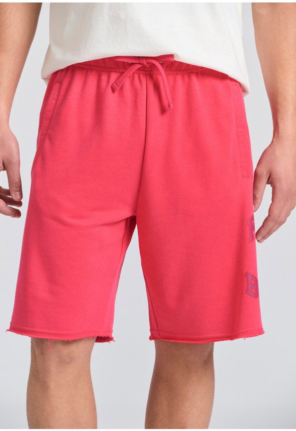 Wide leg fit sports shorts with branded print