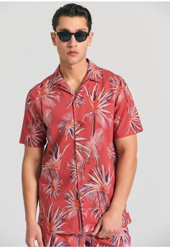 Relaxed fit πουκάμισο με tropical τύπωμα