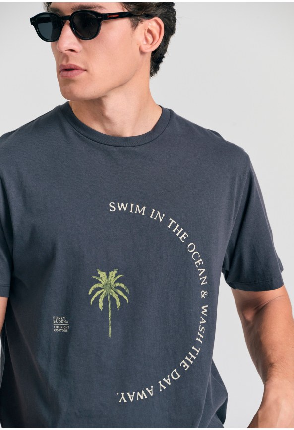 Organic cotton t-shirt με text artwork τύπωμα