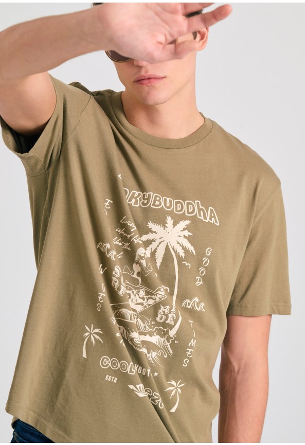 Relaxed fit t-shirt με tropical τύπωμα