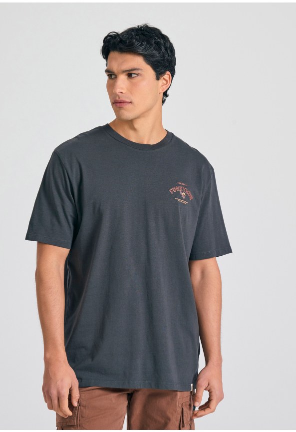 Relaxed t-shirt με tropical τύπωμα στην πλάτη