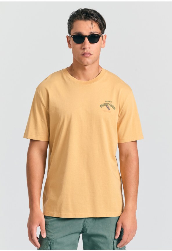 Relaxed t-shirt με tropical τύπωμα στην πλάτη