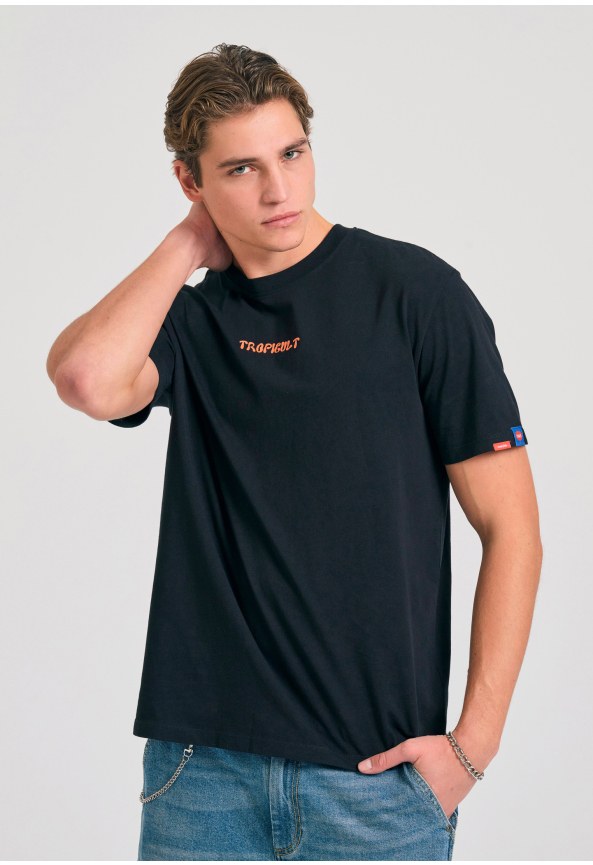 Relaxed fit t-shirt με tropical τύπωμα