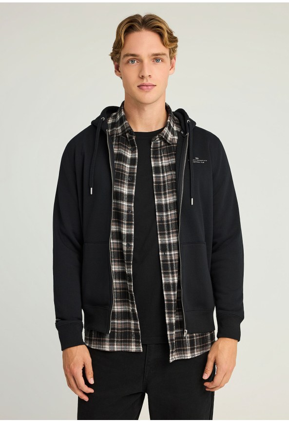 Ανδρική φούτερ ζακέτα με κουκούλα- The essentials