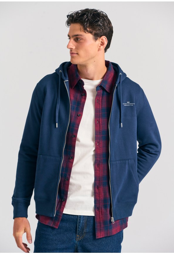 Ανδρική φούτερ ζακέτα με κουκούλα- The essentials