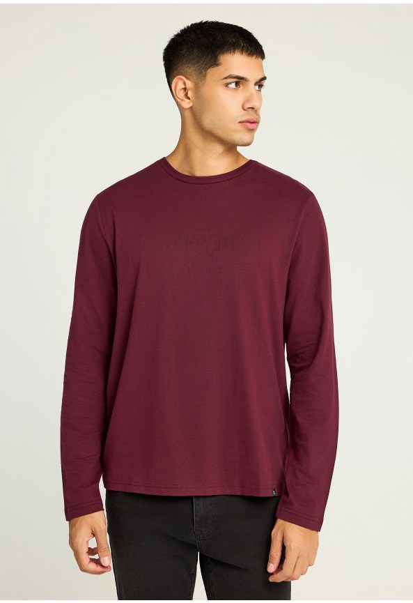 Μακρυμάνικο T-shirt με Funky Buddha τύπωμα στο στήθος