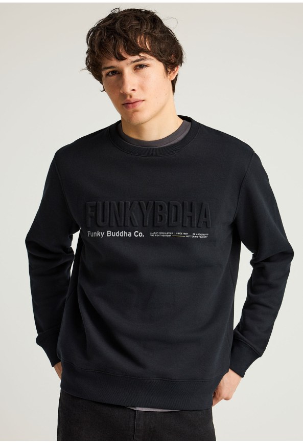 Ανδρικό φούτερ λαιμόκοψη με τυπωμένο logo