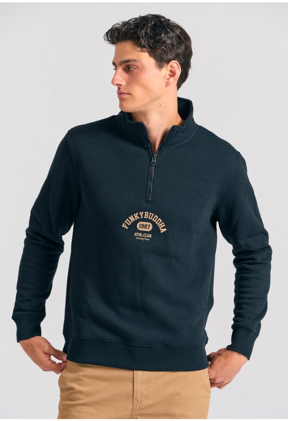 Men's high-neck sweatshirt with printed logo