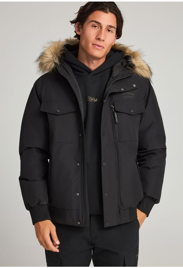 Men's bomber jacket with detachable hood