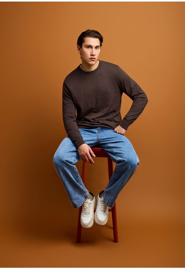 Crew-neck men's lightweight sweater